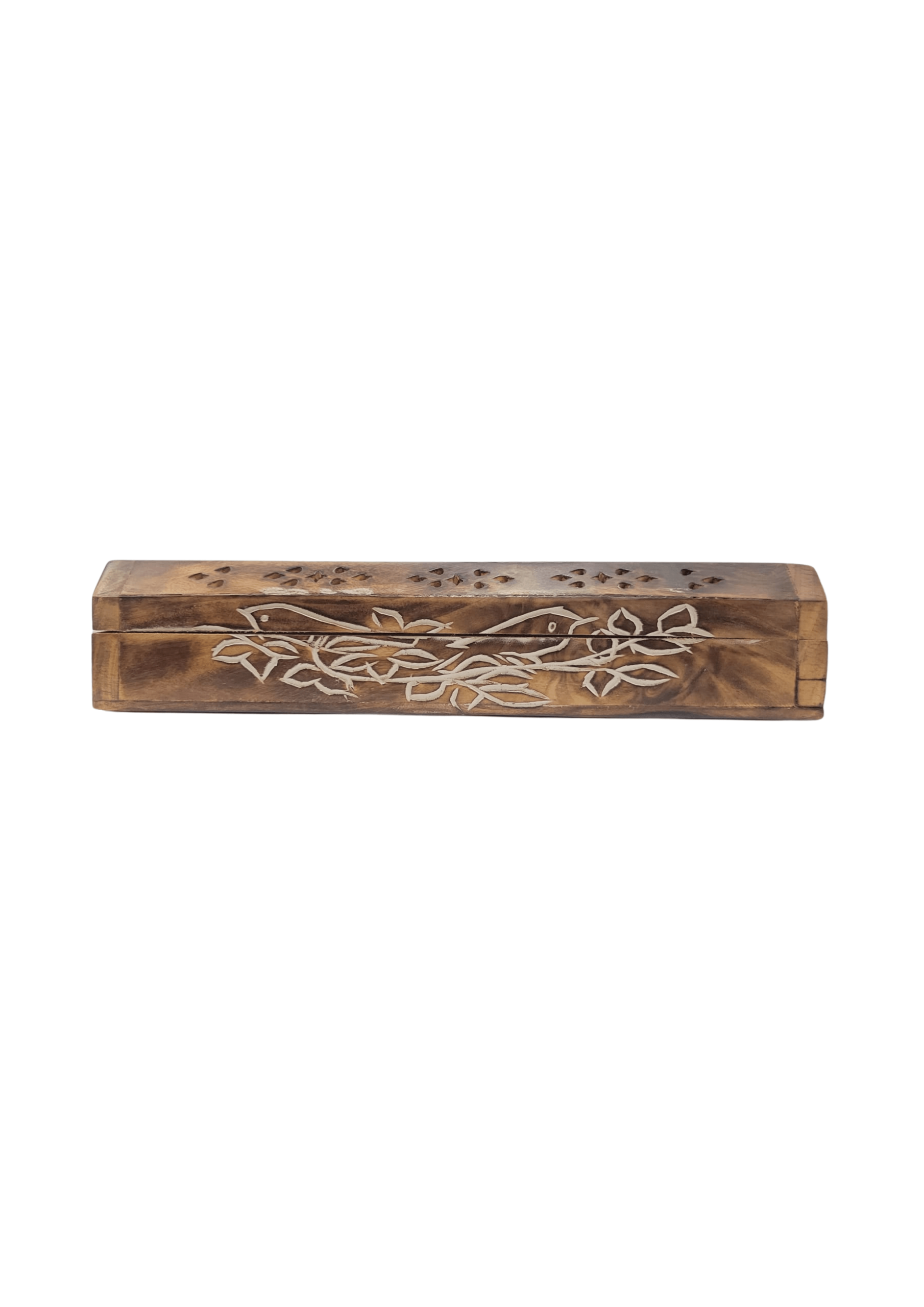 CB 03 Carved Bird on Branch Incense Coffin Box - Front